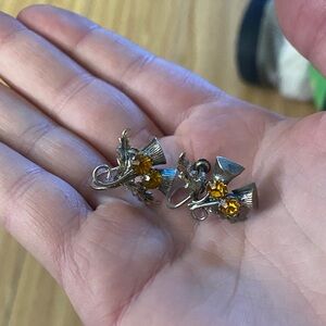 Elegant Silver and Gold Floral Earrings